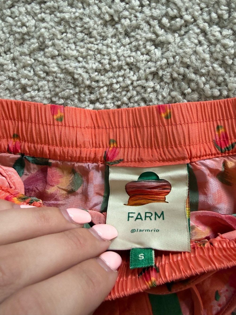 Women's Coral Floral Drawstring Shorts - Picture 3 of 4